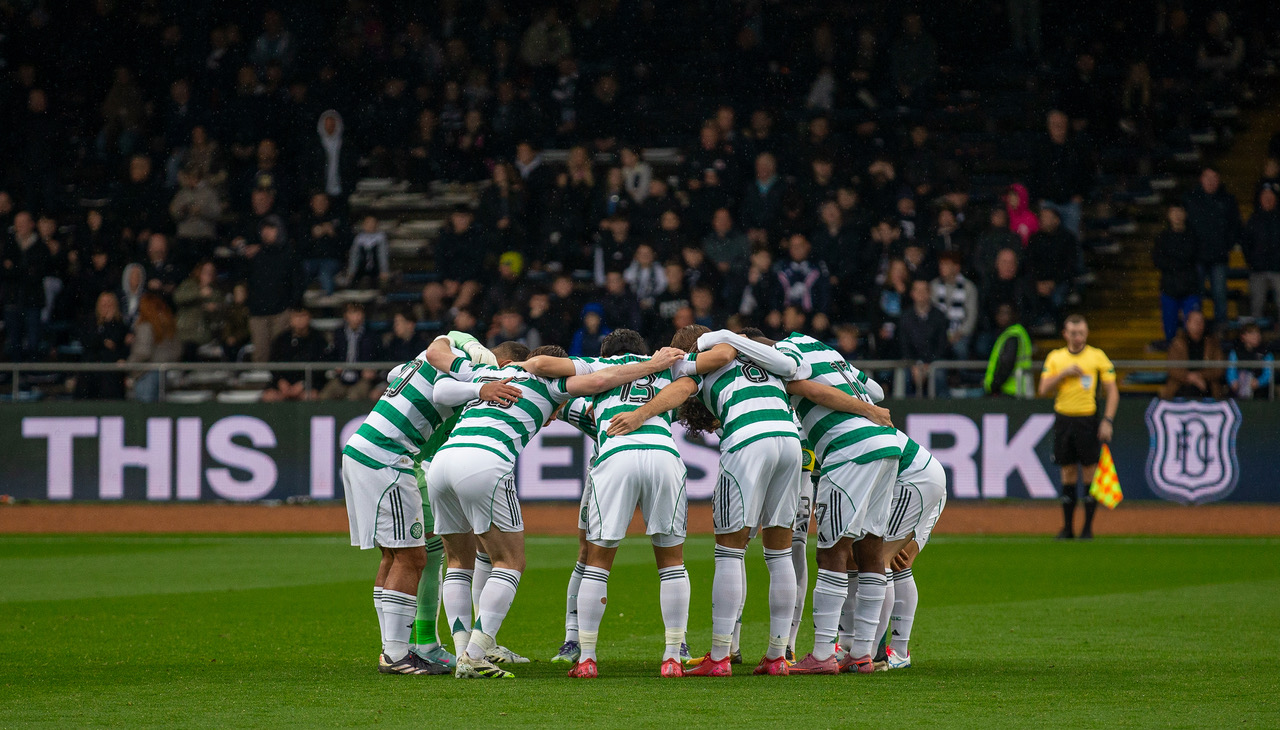Celtic Huddle at Dens Park.
