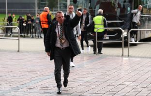 Brendan Rodgers arrives at Celtic Park