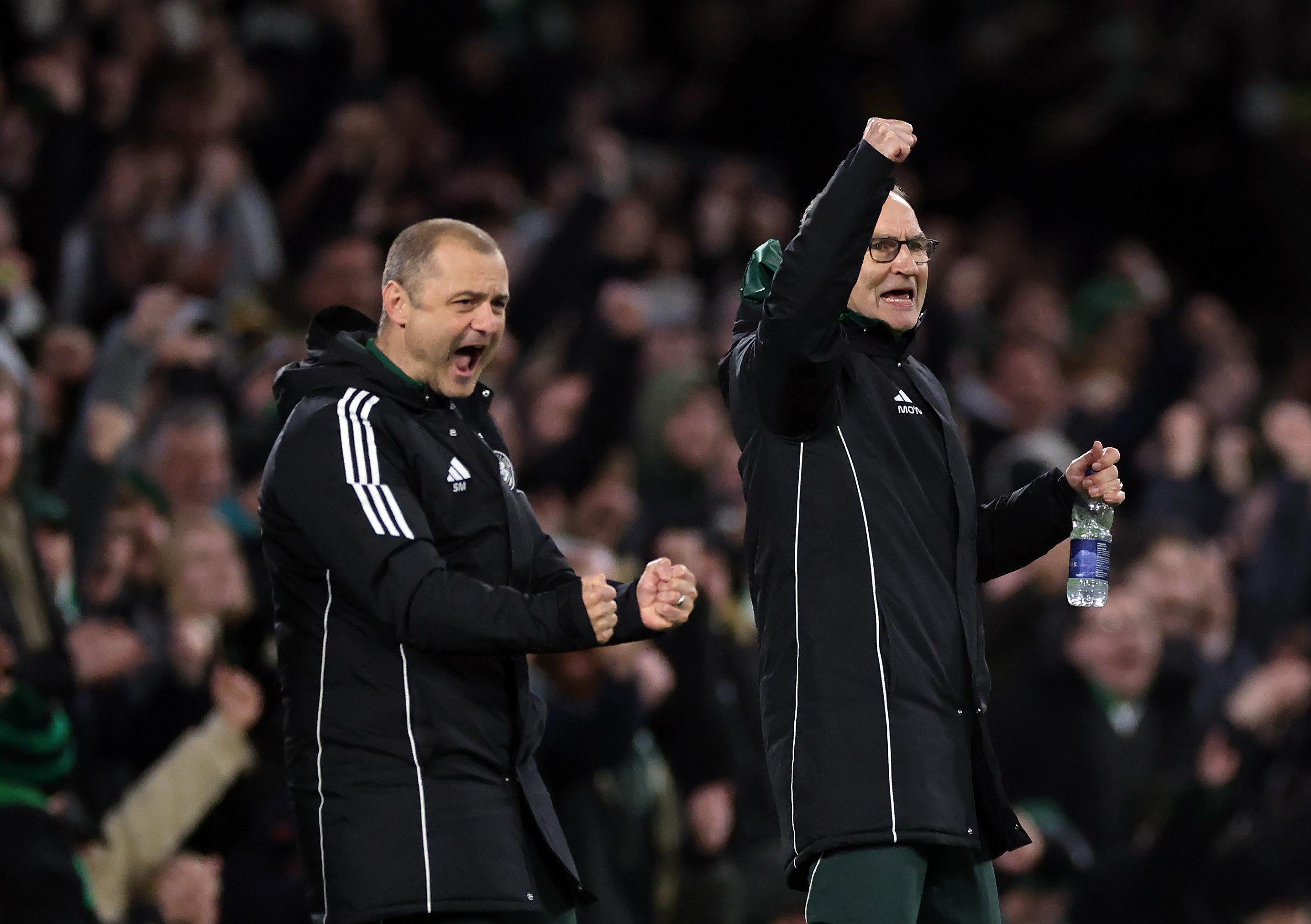 Martin O'Neill and Shaun Maloney celebrate 