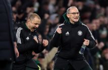 Martin O'Neill and Shaun Maloney celebrate Celtic's opening goal