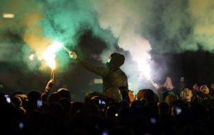 Celtic supporters protesting