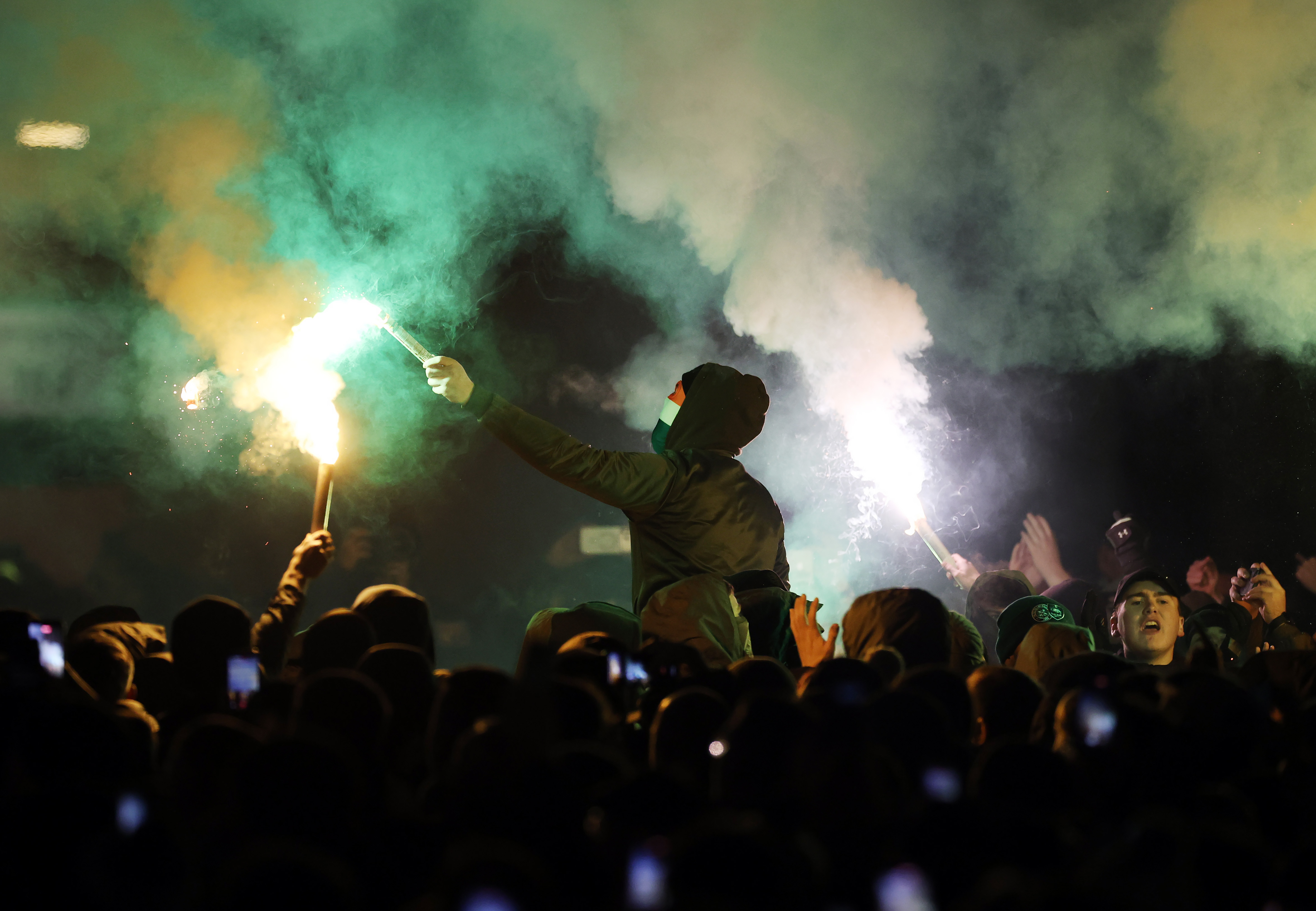 Celtic supporters protesting