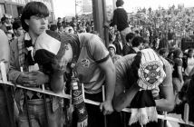 Hearts fans at Dundee in May 1986