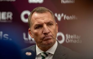 Brendan Rodgers talks to the media