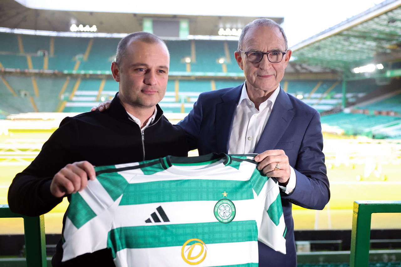 Shaun Maloney and Martin O'Neill at Celtic Park