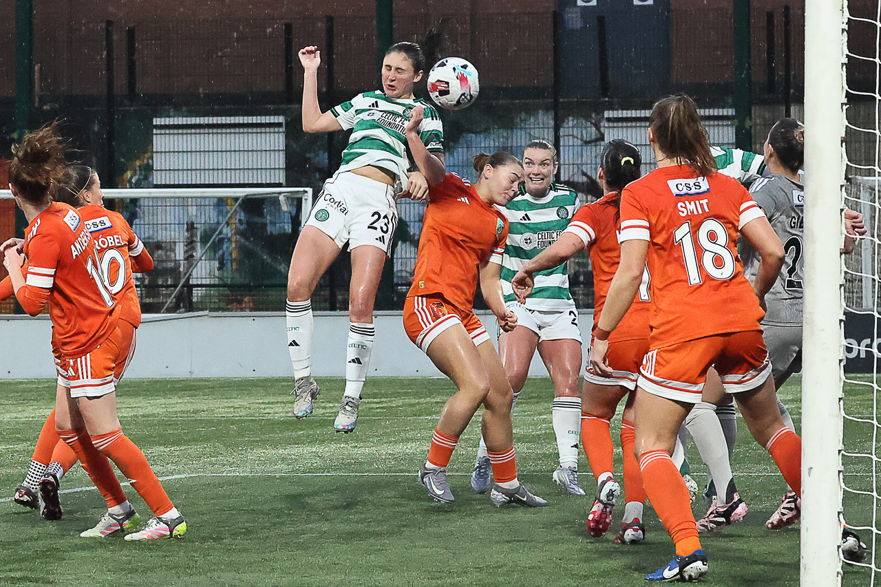 Emma Lawton in action against Glasgow City. 