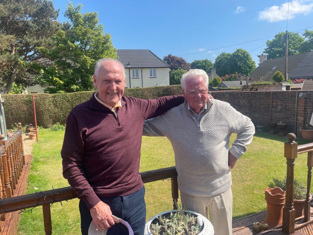 Former Celts Peter Goldie and Billy Craig meet up. 