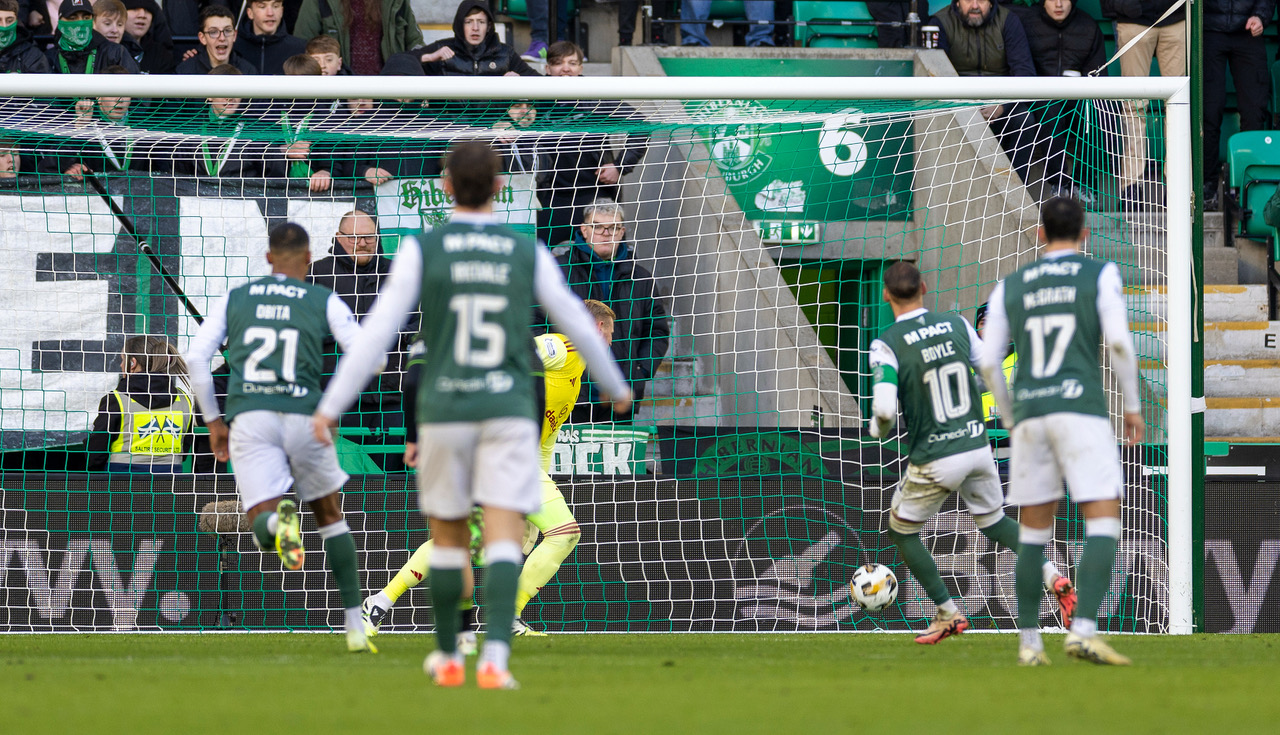 Boyle scores from the spot to reduce the Celtic lead. 