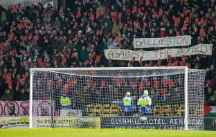 Celtic fan protesting at Paisley