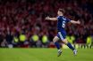 Kieran Tierney celebrates after scoring for Scotland