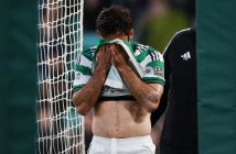 Marcelo Saracchi of Celtic leaves the field injured
