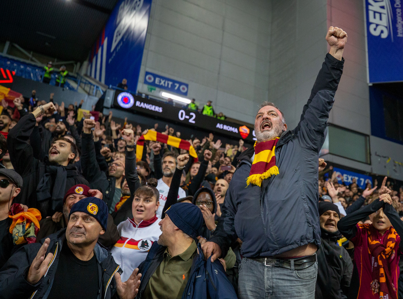 Roma fans at Ibrox