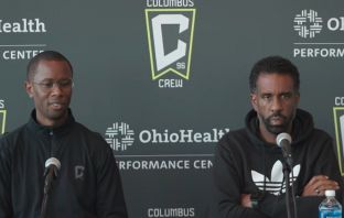 Columbus Crew general manager Issa Tall and manager Wilfried Nancy