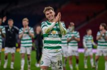 Callum Osmand leads the victory celebrations at Hampden.