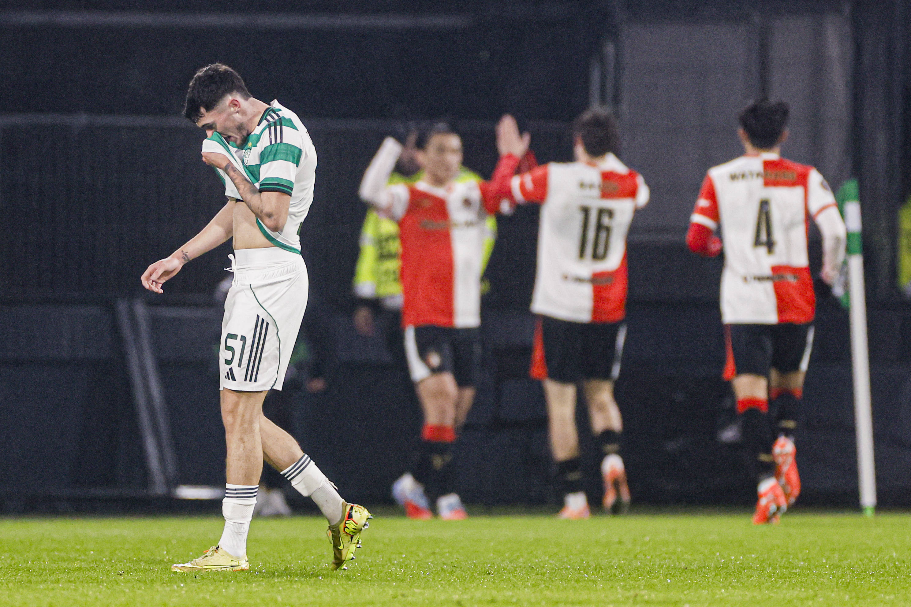 Colby Donovan of Celtic FC looks dejected