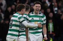 Kieran Tierney is delighted as Callum Osmand celebrates his goal.