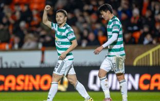 Daizen Maeda celebrates