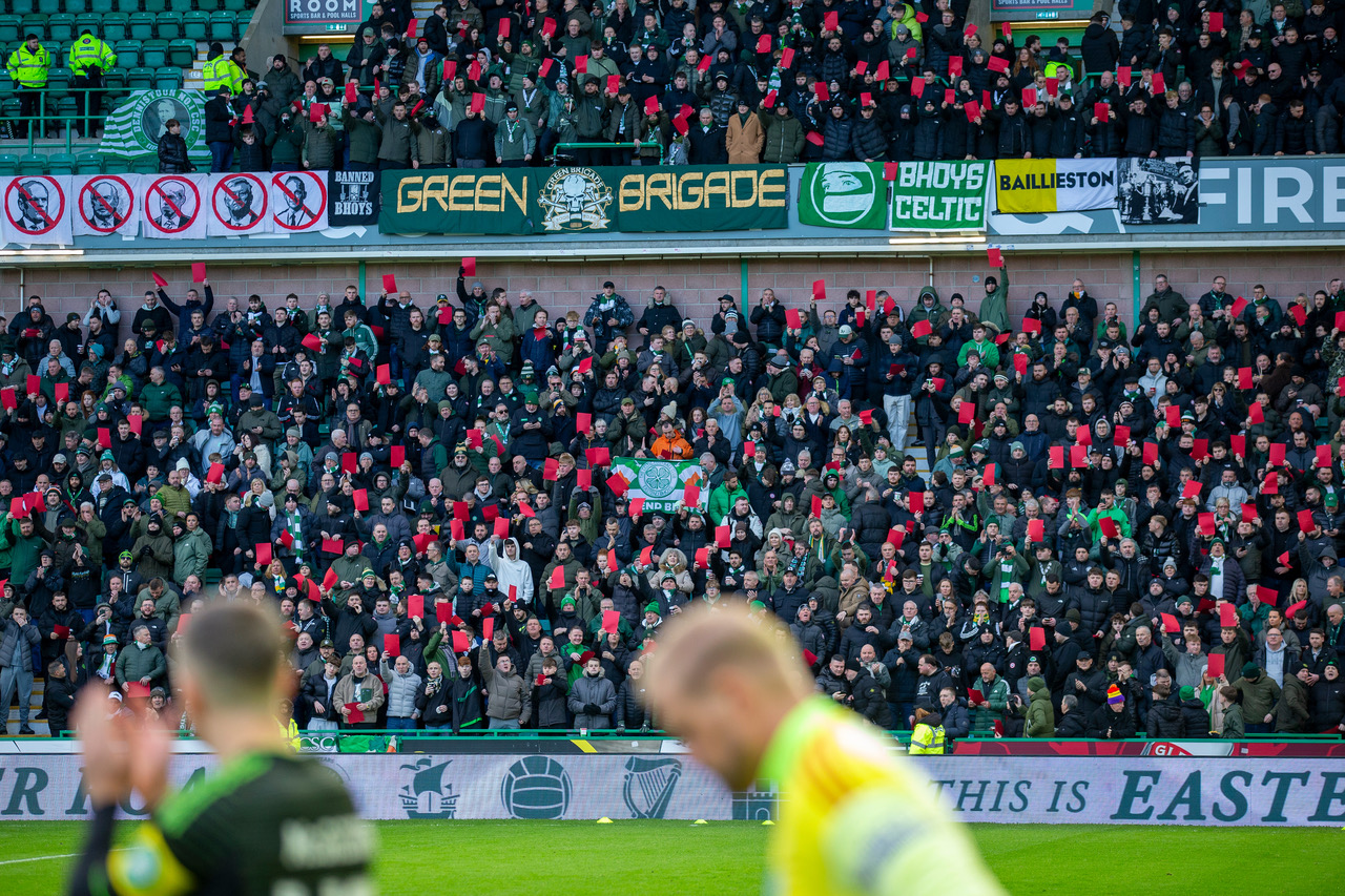 Celtic Fans Collective Protest at Easter Road