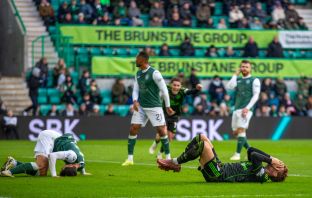 Luke McCowan celebrates Arne Engels' goal.