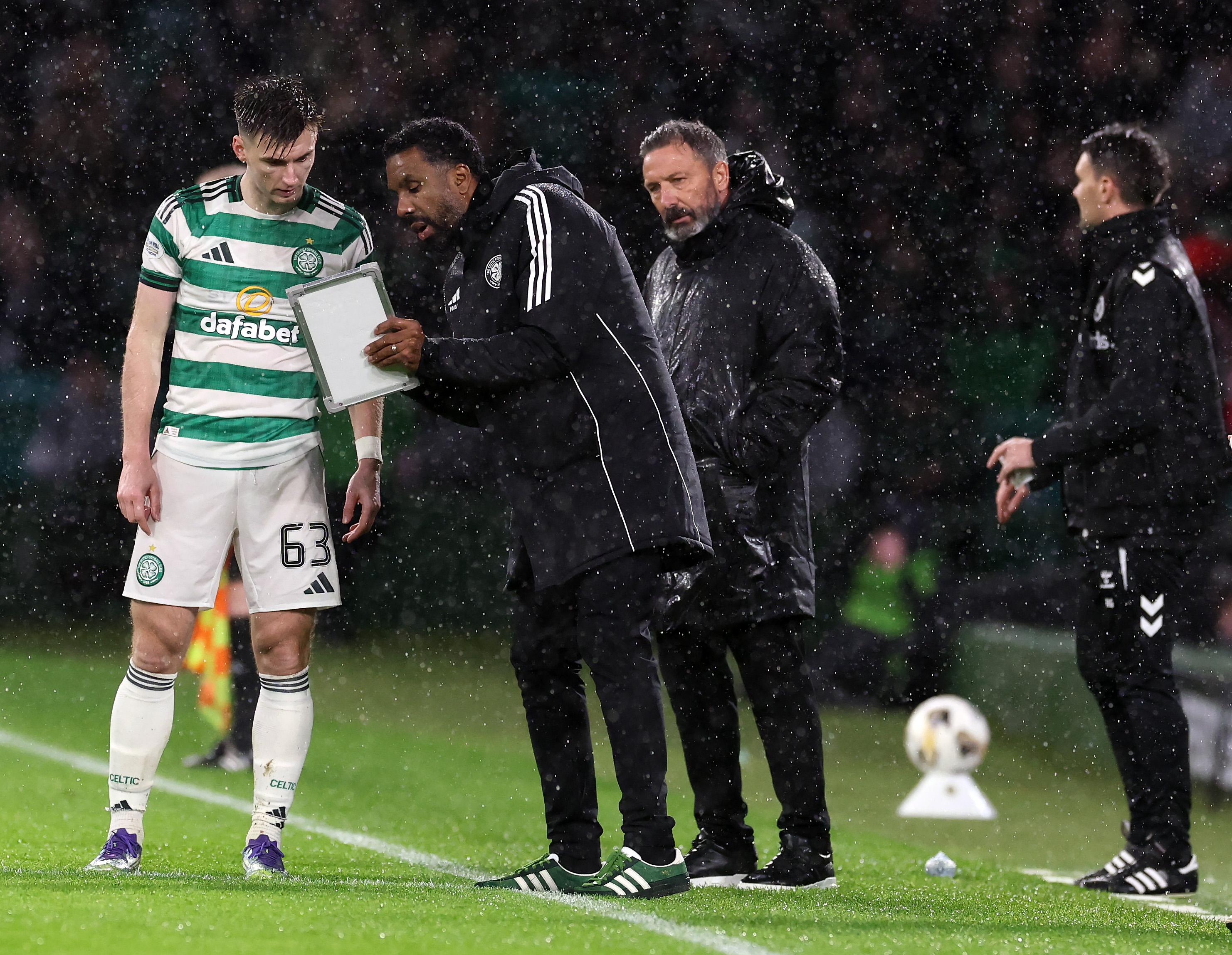 Kieran Tierney and Celtic manager Wilfried Nancy