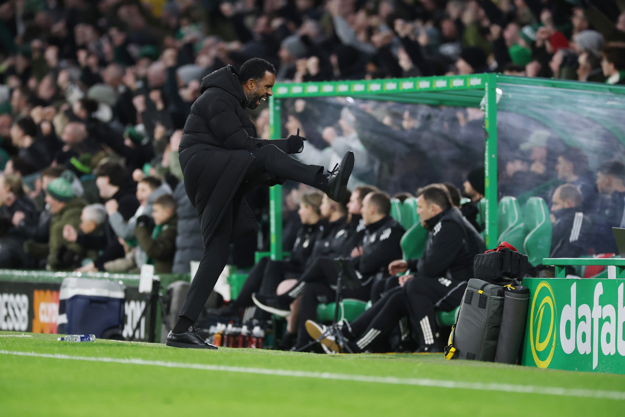 Celtic manager Wilfried Nancy reacts