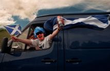 Scotland supporters on the autoroute A1
