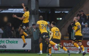Livingston celebrate opening goal scored by Cristian Montano