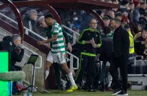 Auston Trusty walks off after being shown a red card. Martin O'Neill looks on.