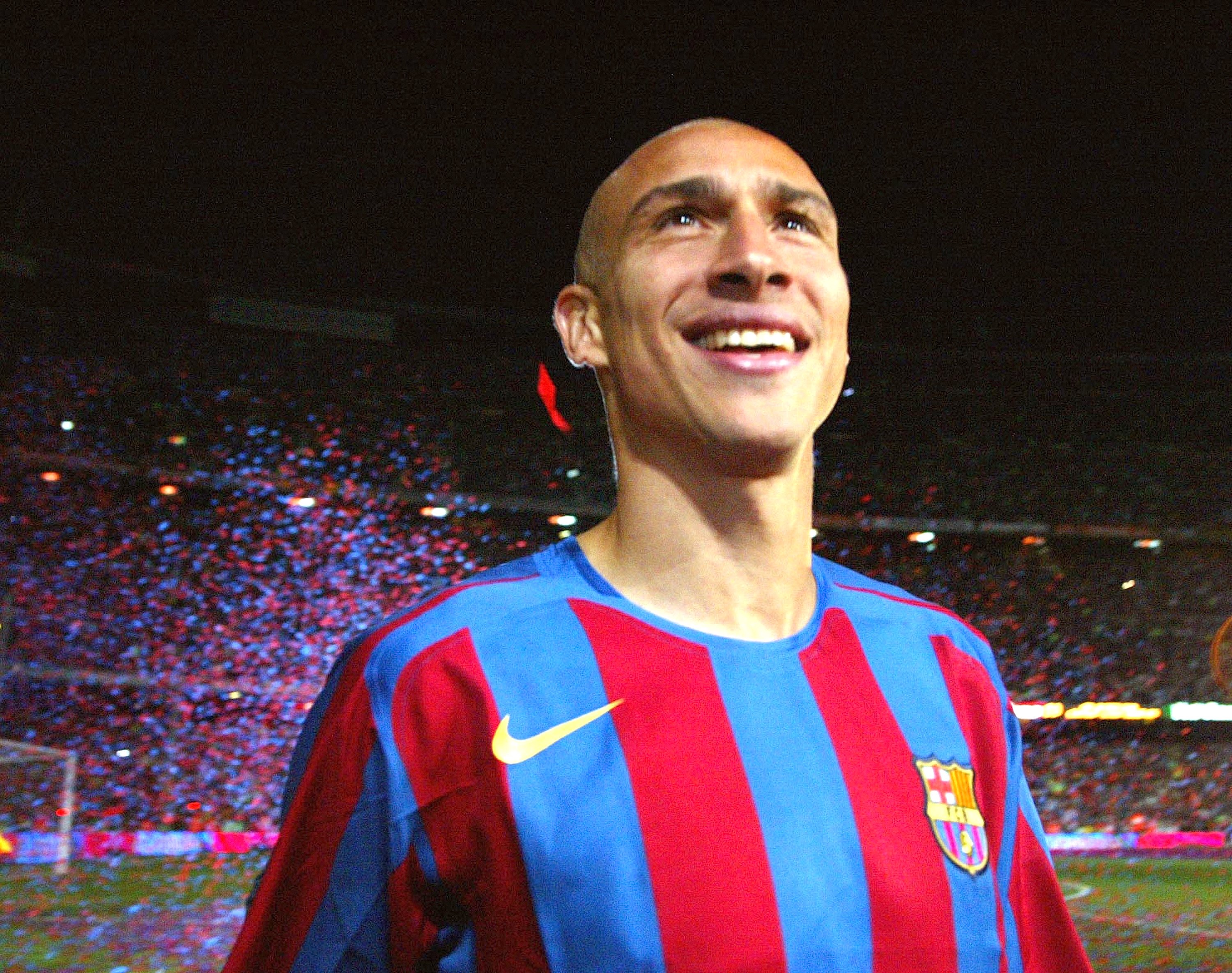Henrik Larsson of FC Barcelona celebrating