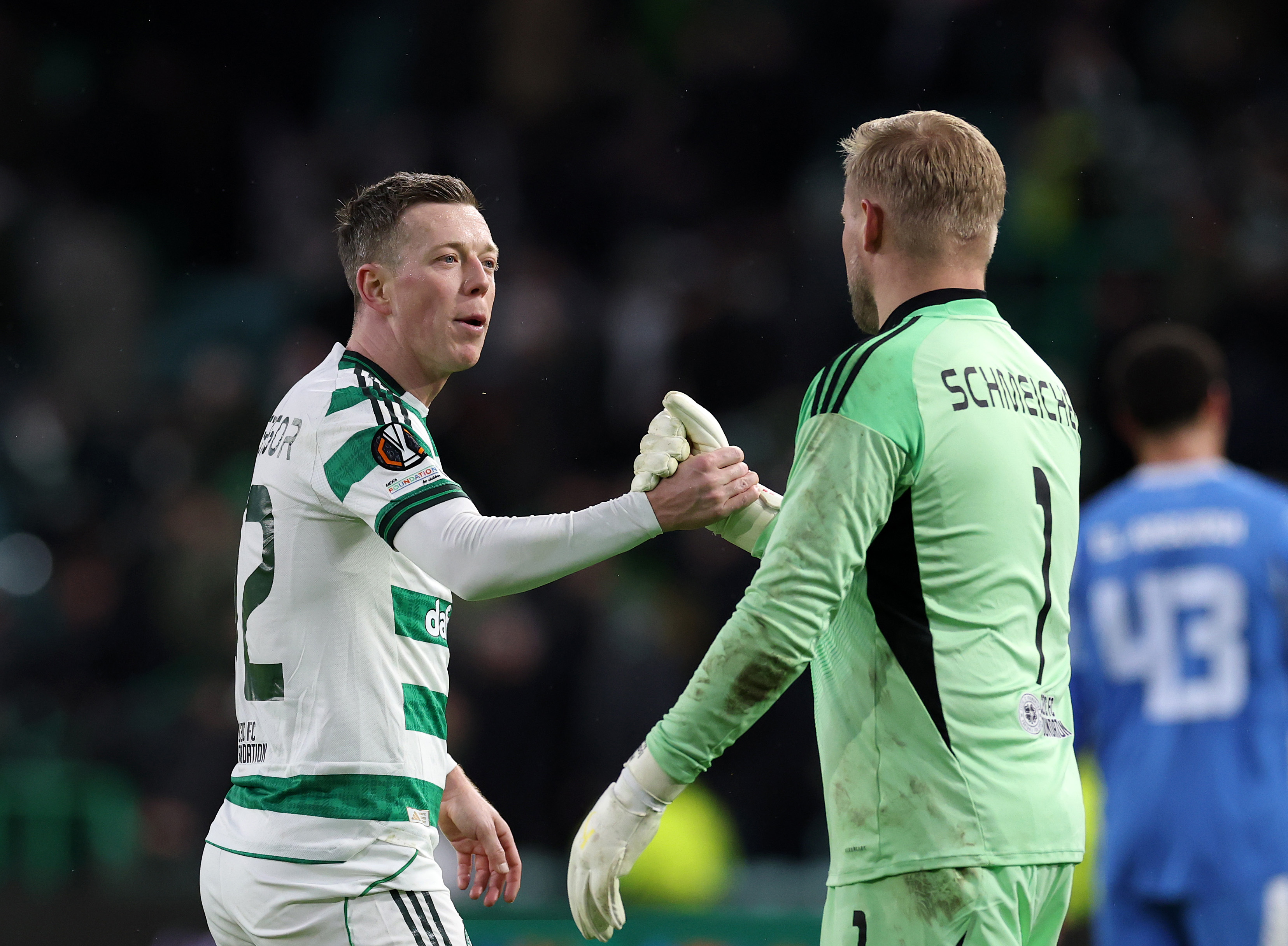 Callum McGregor and Kasper Schmeichel 