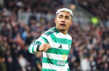 Julian Araujo of Celtic celebrates