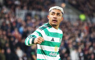 Julian Araujo of Celtic celebrates