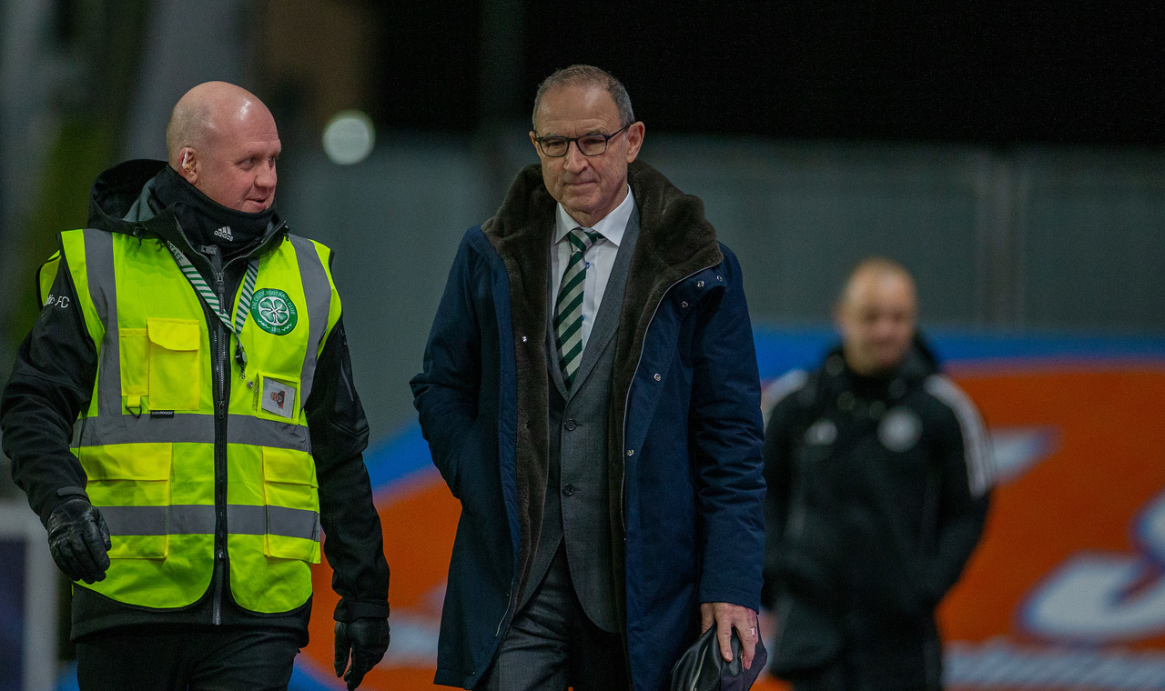 Martin O'Neill arrives at the Falkirk Stadium