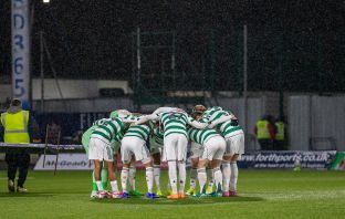 Celtic Huddle at Falkirk Stadium