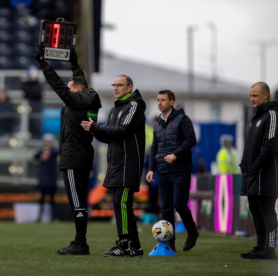 Seven Minutes added at Rugby Park as Martin O'Neill looks on.