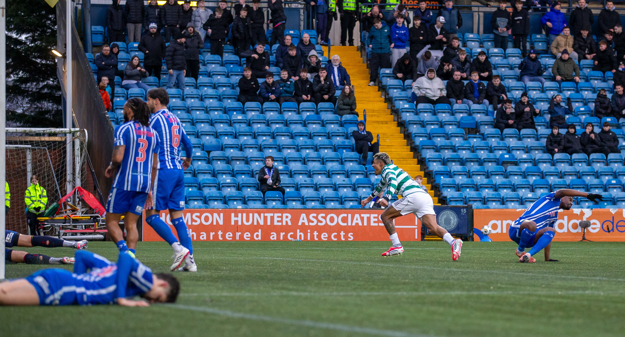 Julian Araujo celebrates at Rugby Park
