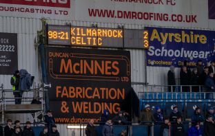 The scoreboard at Rugby Park.