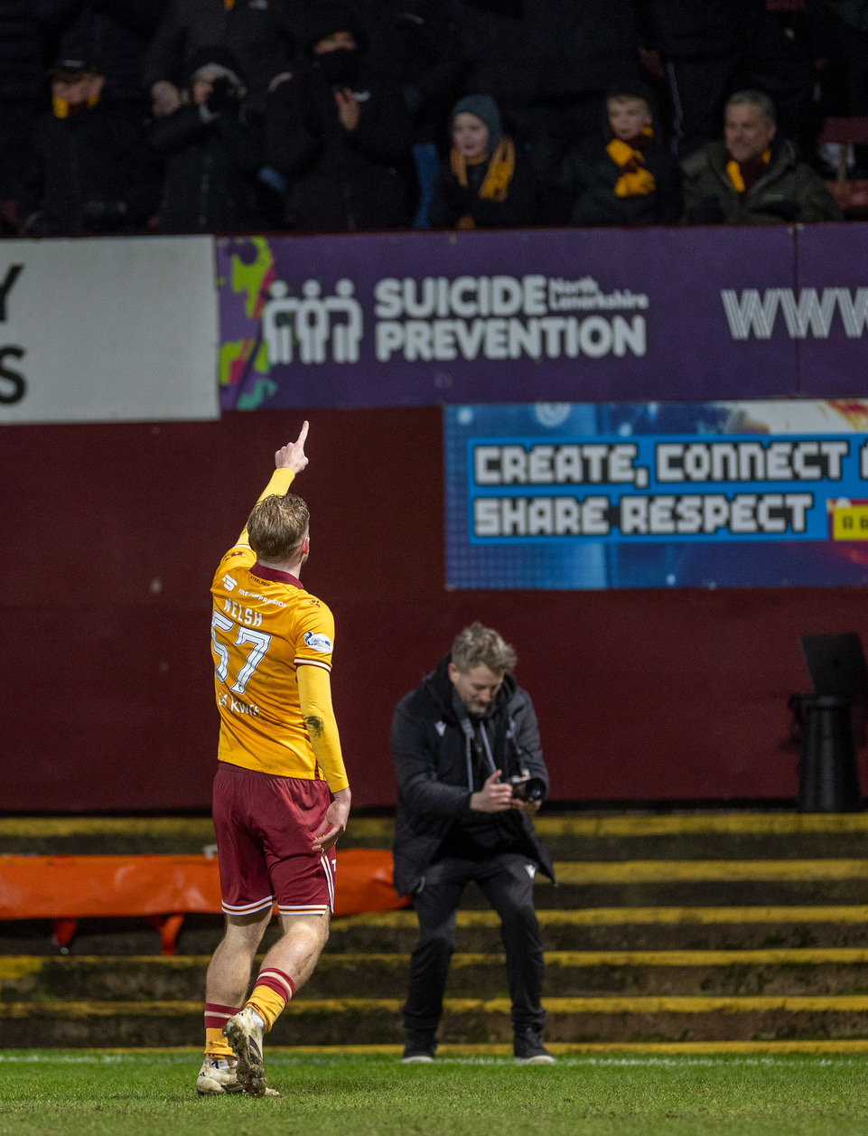 Stephen Welsh celebrates