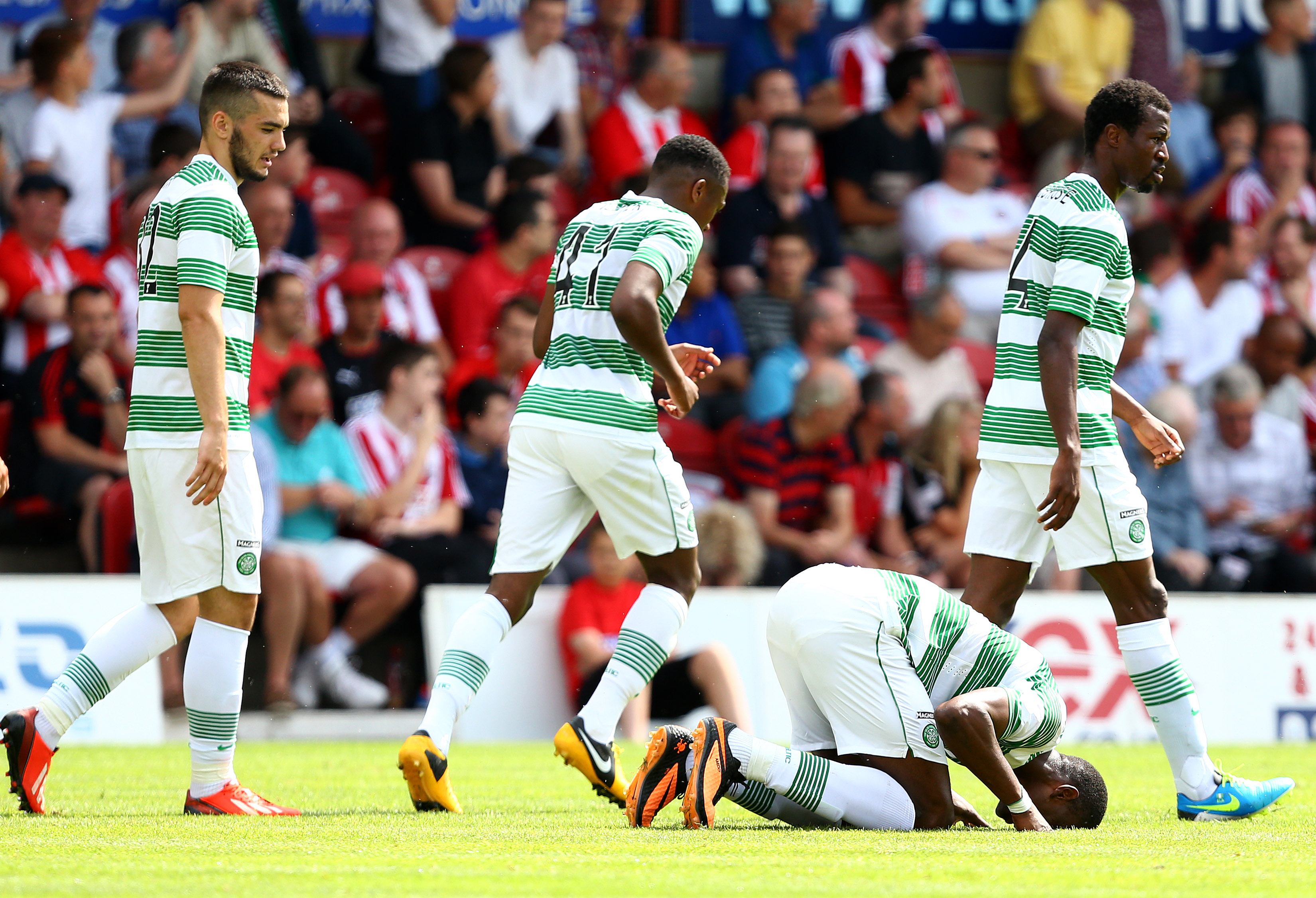 Amido Balde of Celtic celebrates his first goal for Celtic 