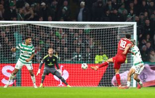 Jamie Leweling of VfB Stuttgart scores