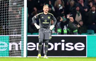 Kasper Schmeichel of Celtic looks dejected