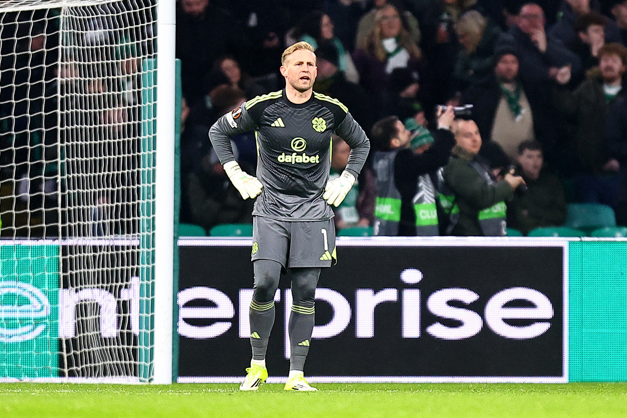 Kasper Schmeichel of Celtic looks dejected