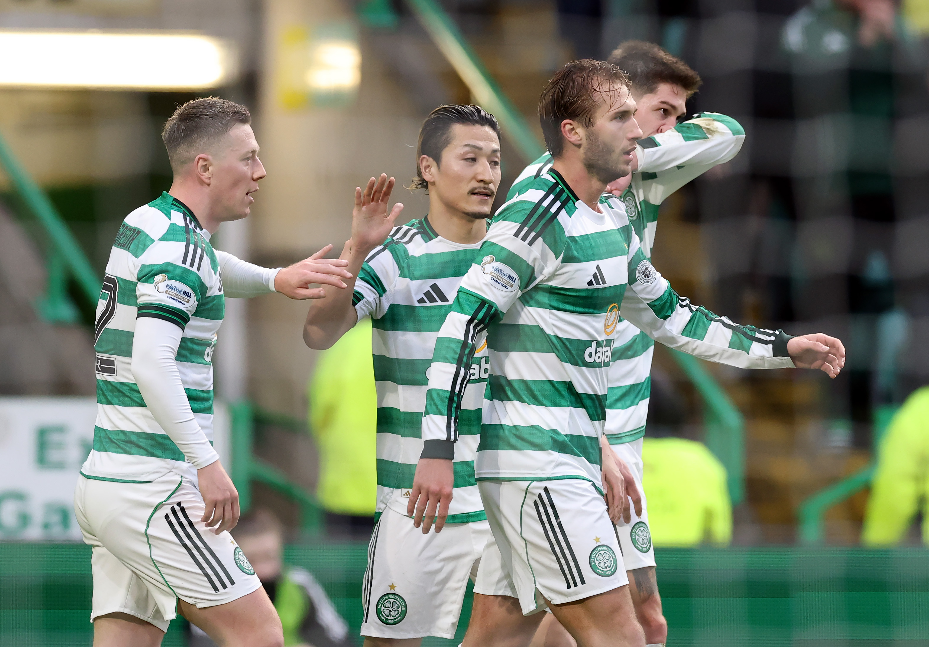 Benjamin Nygren of Celtic celebrates