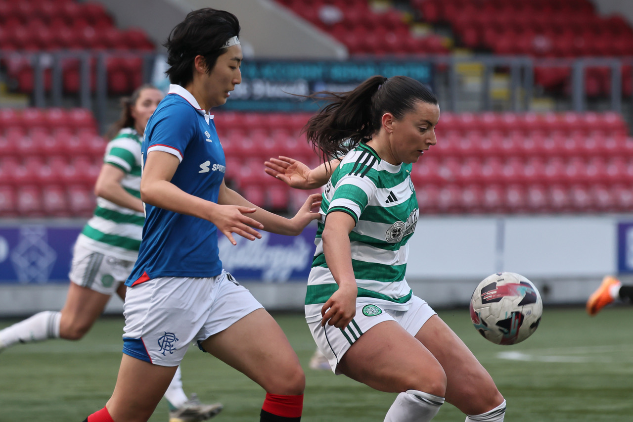Amy Gallacher in action for Celtic FC Women against theRangers