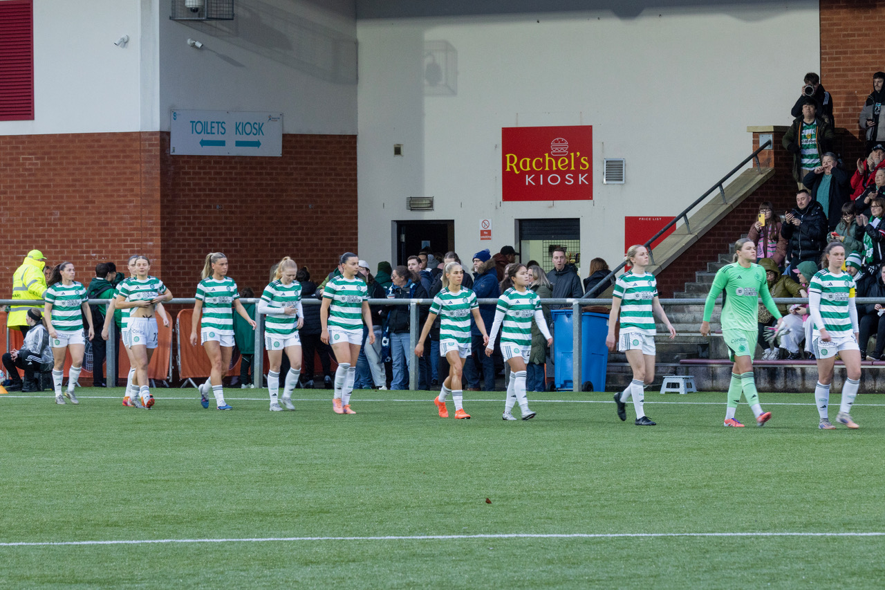 The Celtic team comes out 