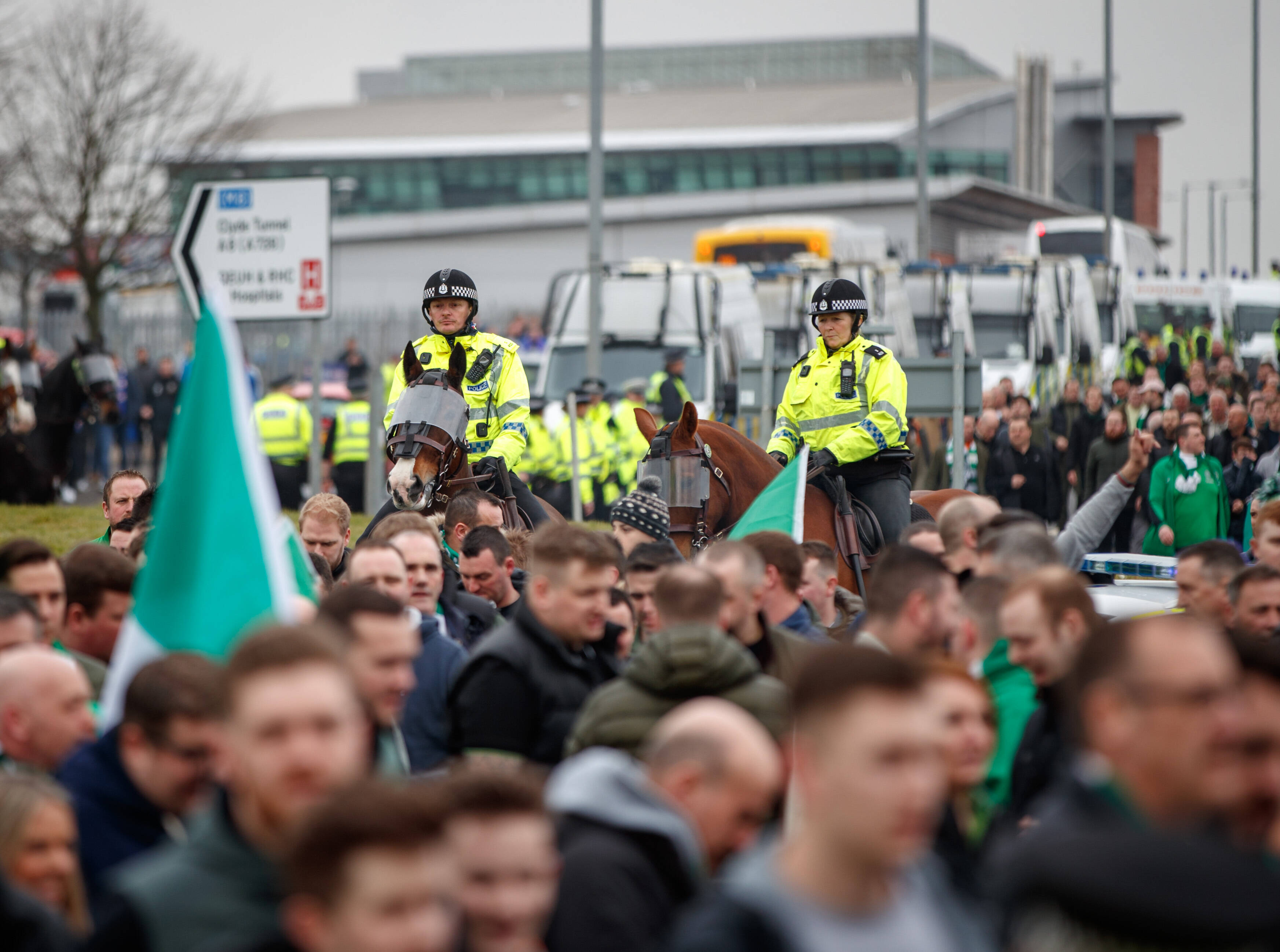Celtic fans near Ibrox on Beautiful Sunday.