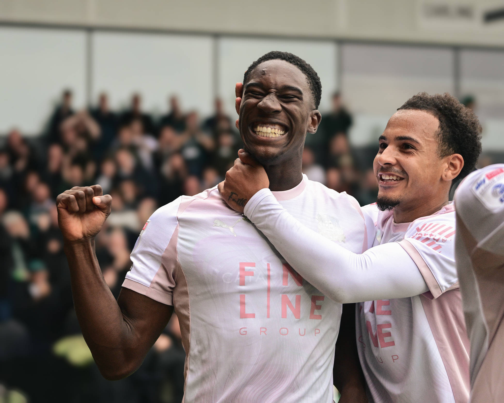 Goal celebrations for Bim Pepple of Plymouth Argyle