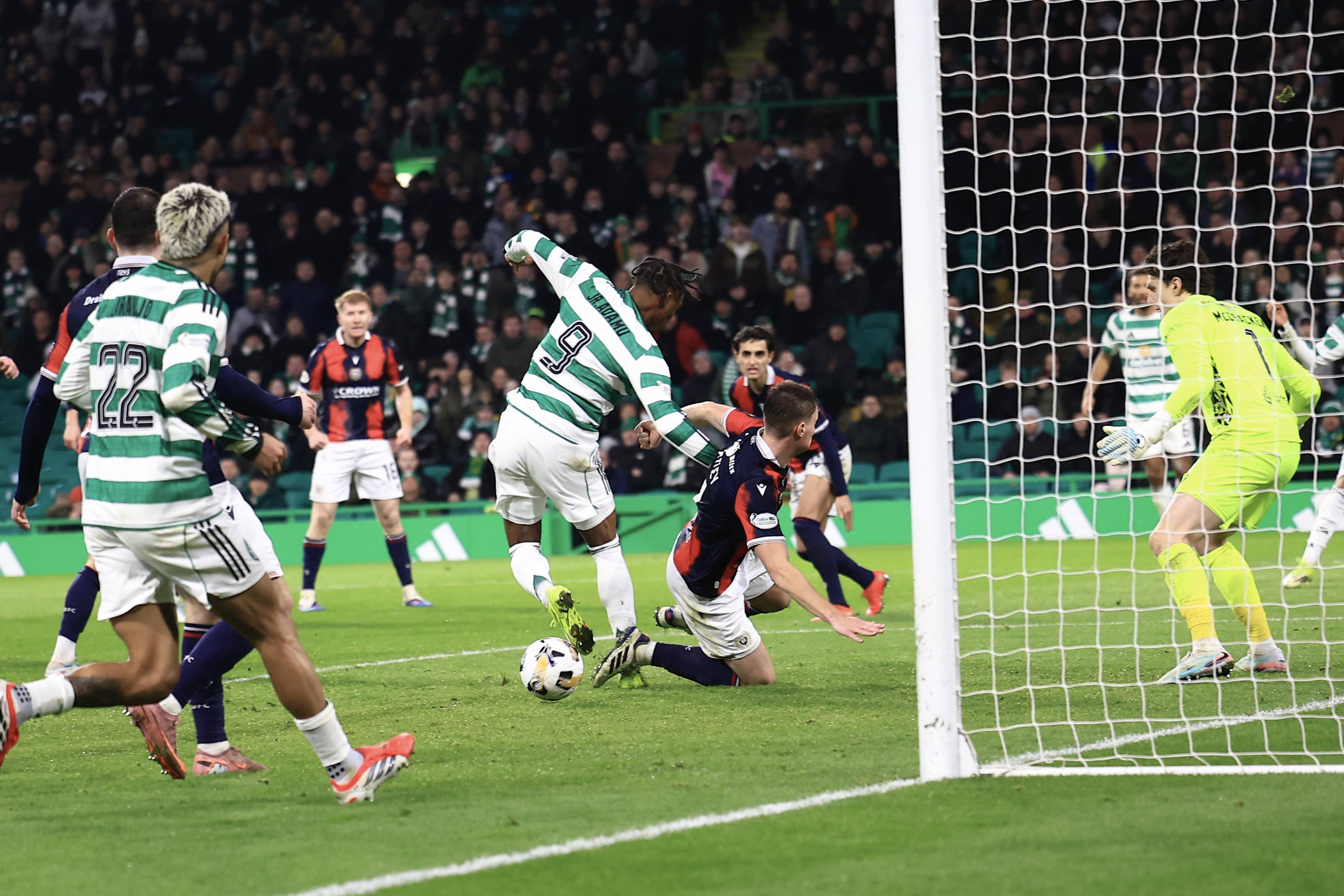 Junior Adamu of Celtic scores 