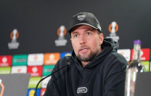 Sebastian Hoeness coach, VfB Stuttgart at Celtic Park media conference