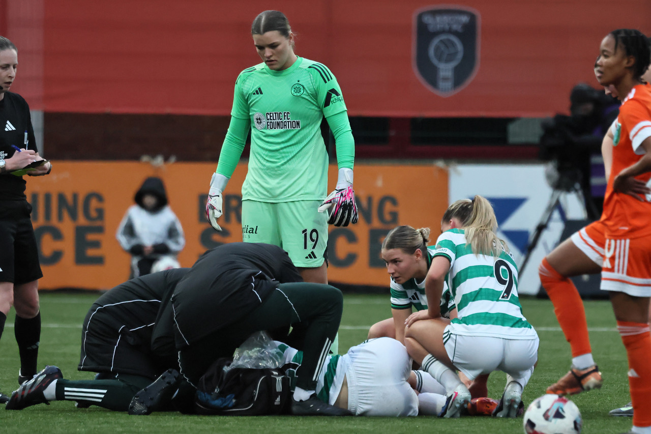 Emma Lawton suffers a nose injury. 